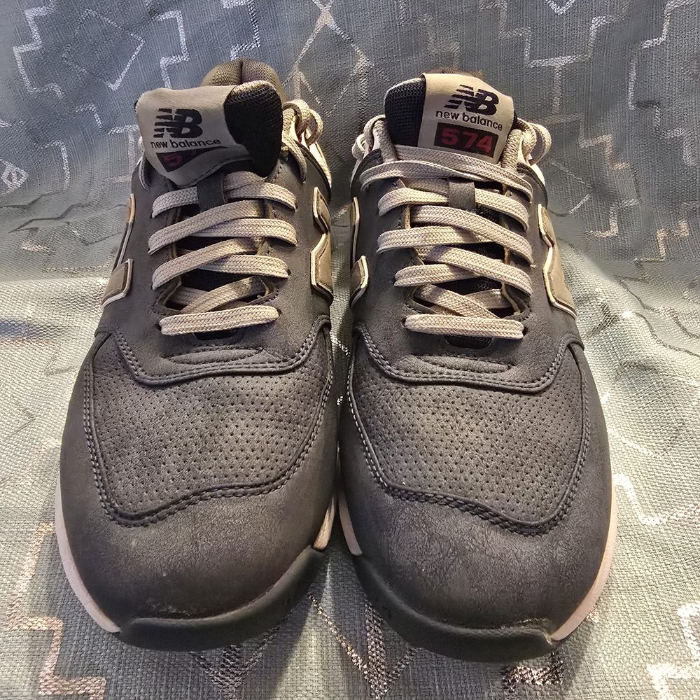 New Balance 574 Charcoal and Beige Sneakers